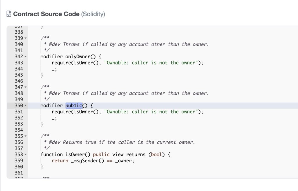 🚨🚨🚨BACKDOOR ALERT on chick.finance 🚨🚨🚨

It INTENTIONALLY makes the modifier function as a “pub1ic!” to disguise itself as a “public” function, to easily rug pull 

This is such a malicious act please spread out word ASAP to your fellow farmers