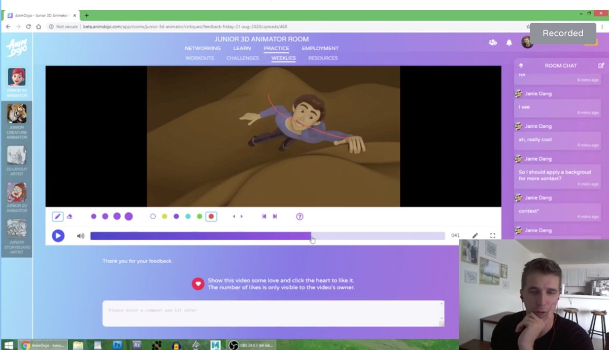 What's happening in the Dojo this week? 👋 Thurs 27 Aug @ 9pm BST Brendan Gottlieb is in the 3D Character #Animator Room. Then there's a #FeedbackFriday on Fri 28 Aug @ 1pm BST in the 3D #CharacterAnimator Room with #Animation Director, Will Cook 👍