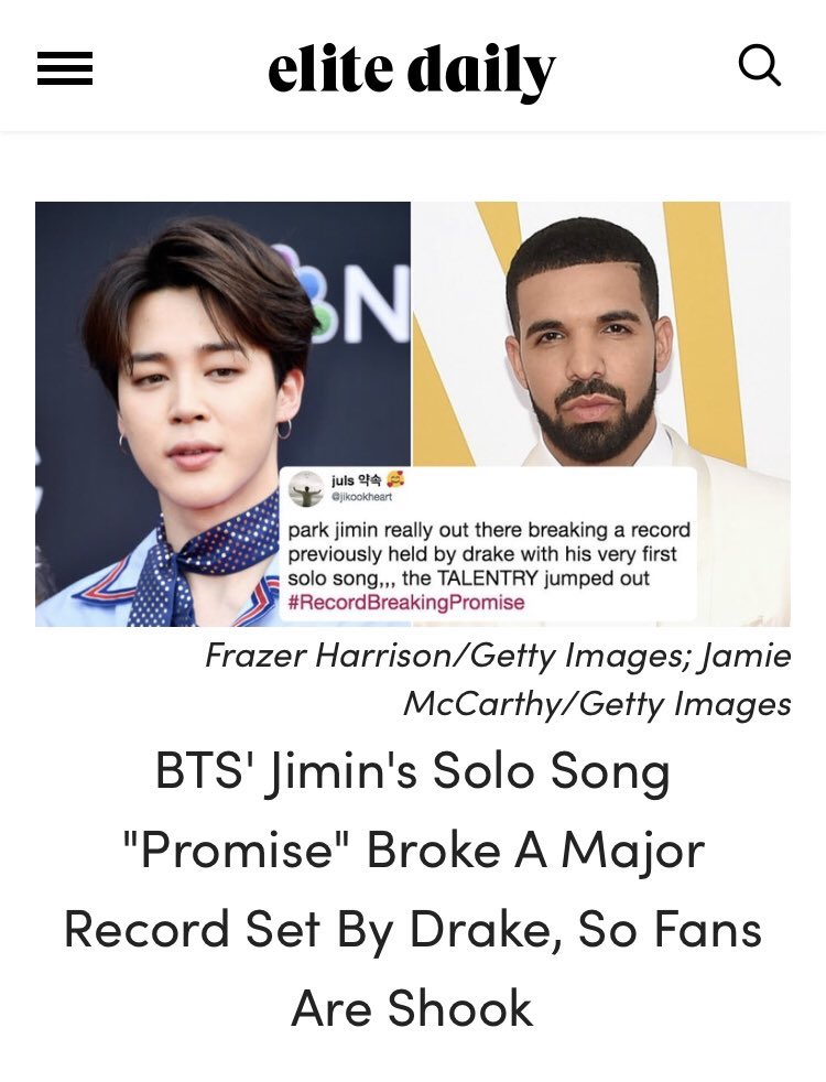 Promise: It was Jimin’s first solo song outside the album and he broke Drek’s record of the most streamed song in first 24 hrs. Bighit never acknowledged it. and when people asked the various radio stations and interviewers to ask jimin #BeFairToJimin