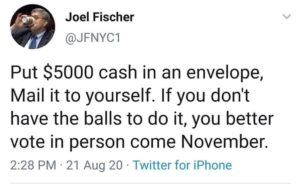 chadbensonshow's tweet image. Haha. That's funny..
#USPS #mondaythoughts #PostalService #JoeBiden #DonaldTrump