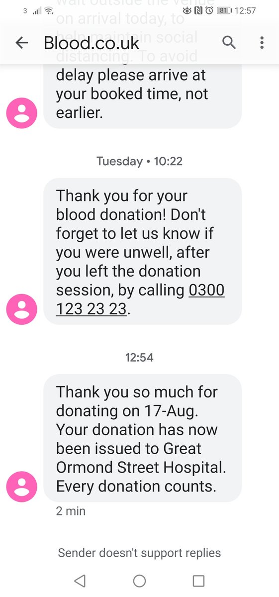 Love getting these messages #59 #savelives @GiveBloodNHS
