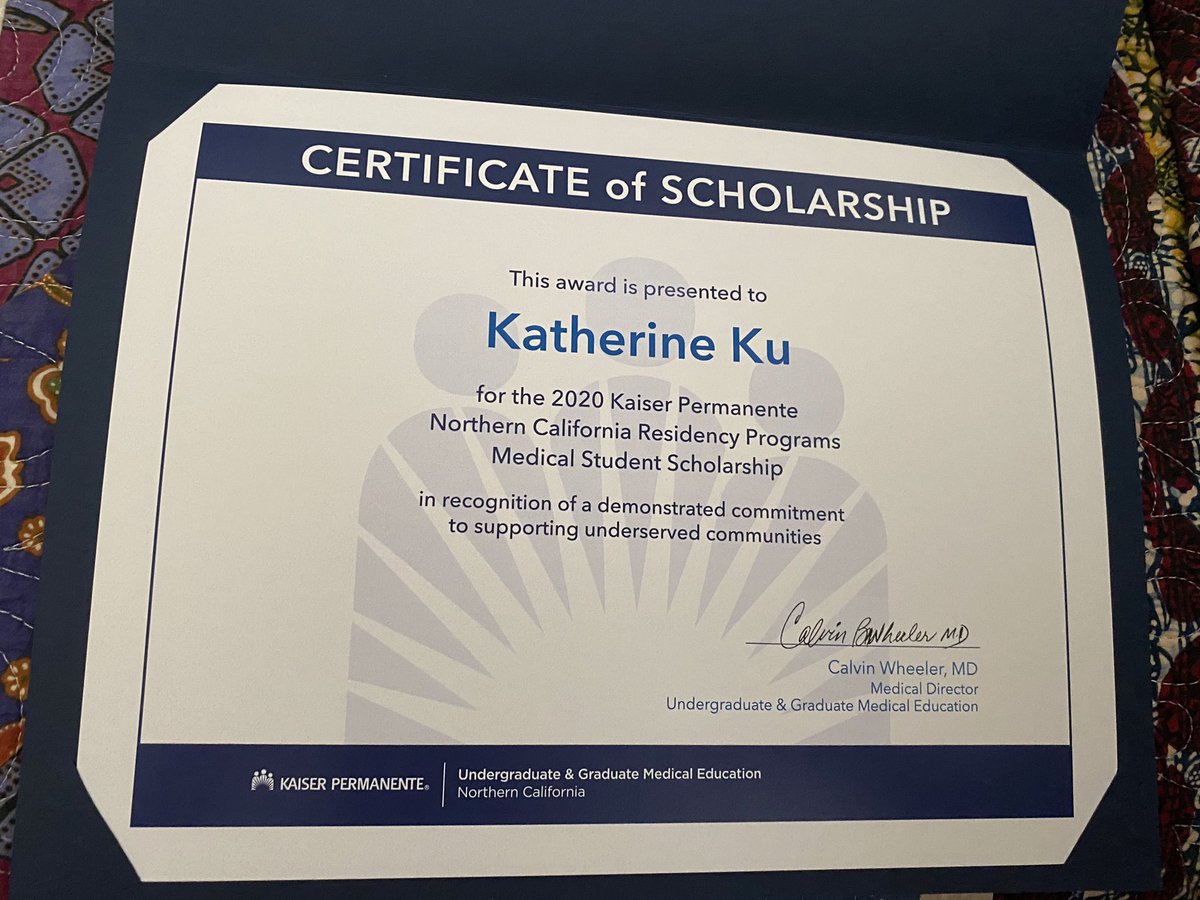 Katherine__Ku's tweet photo. Honored to be selected as a Kaiser Permanente Medical Student Scholar! Working with the Transitions Clinic and reentry community in Solano County has been such an incredible privilege. Here’s to committing my future practice as a physician to health and justice. https://t.co/S6gKju54R1
