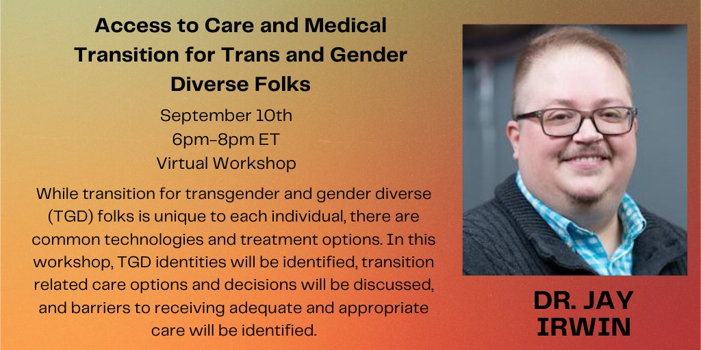 Widener Center for Human Sexuality Studies (@widenerchss) on Twitter photo Our #SpeakerSeries events are back! We are kicking off the semester with a workshop let by <a href="/jaybird82/">🏳️⚧️ Jay Irwin (he/they) 🏳️⚧️</a> ! Get your tickets today!
…uman-sexuality-studies.ticketleap.com/access-to-care… Our #SpeakerSeries events are back! We are kicking off the semester with a workshop let by <a href="/jaybird82/">🏳️⚧️ Jay Irwin (he/they) 🏳️⚧️</a> ! Get your tickets today!
…uman-sexuality-studies.ticketleap.com/access-to-care…