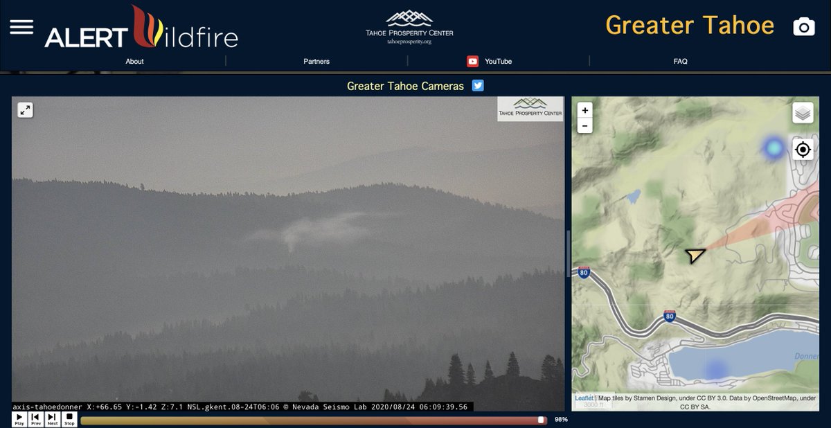 Early morning lightning fire discovery from the new #TahoeDonner @AlertWildfire @nvfirecams @Tahoeprosperity. @unevadareno @UCSanDiego @uoregon https://t.co/cAXBUxZJjV
