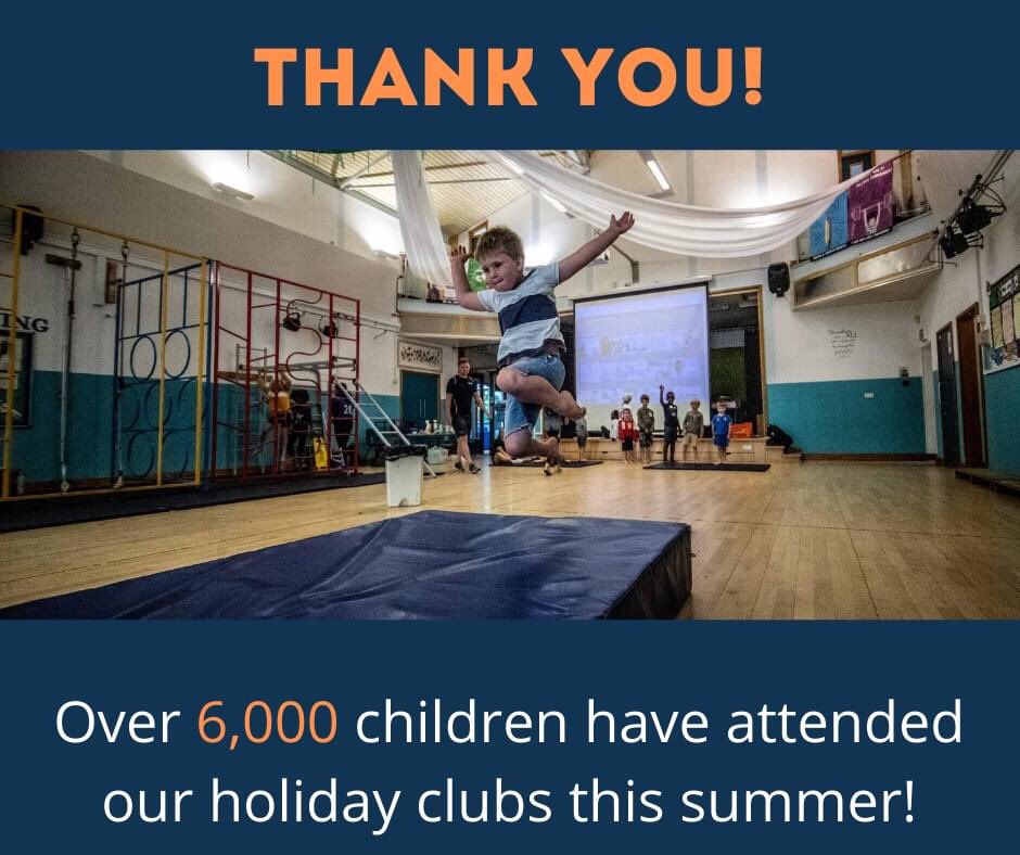 We're starting the last week of holidays on an incredible high!

Over 6,000 children attended our holiday clubs this summer - and we've still got a week to go!

We want to thank you for allowing us to look after your children while you tried to get back to a bit of normality too!