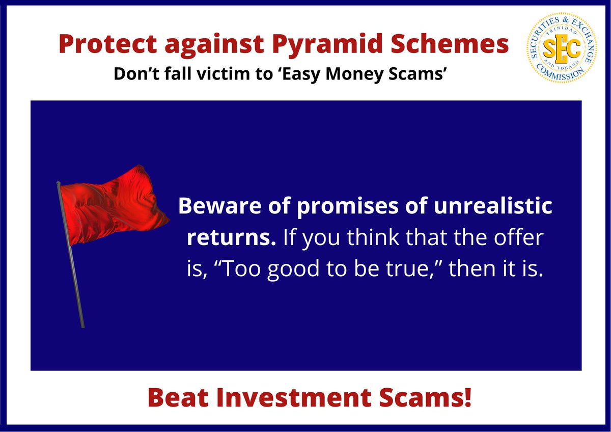 Do you know the #redflags of #investmentscams ? #Beware #toogoodtobetrue #scamsTT #investucateTT #TTSEC #ProtectingYou Read more here--> investucatett.com/unit-nine-inve…