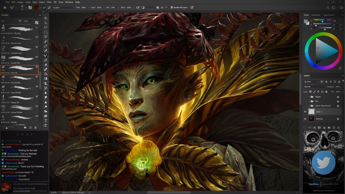 MikeNashIllustr's tweet photo. Livestream 119 - https://t.co/ShEIhsbxtR

Time for more curly ferns, details and composition tweaks.

Painting live every Wednesday and Saturday at 10pm GMT.

#Art #GuildWars2 #GW2 https://t.co/9xTLCkJbvb