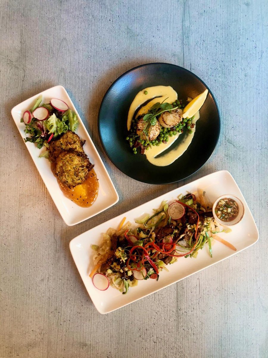 S P E C I A L S
Seared Scallops - Courgette Fritters 
Herbed Lamb Rack - Asian Beef Noodles - Butter Cauliflower Curry 

Enjoy with aperol spritz or pimms pitchers &amp; make the most of the sunshine
50% off food and soft drinks up to £10 pp with the eat out to help out scheme
🌈☀️🌈