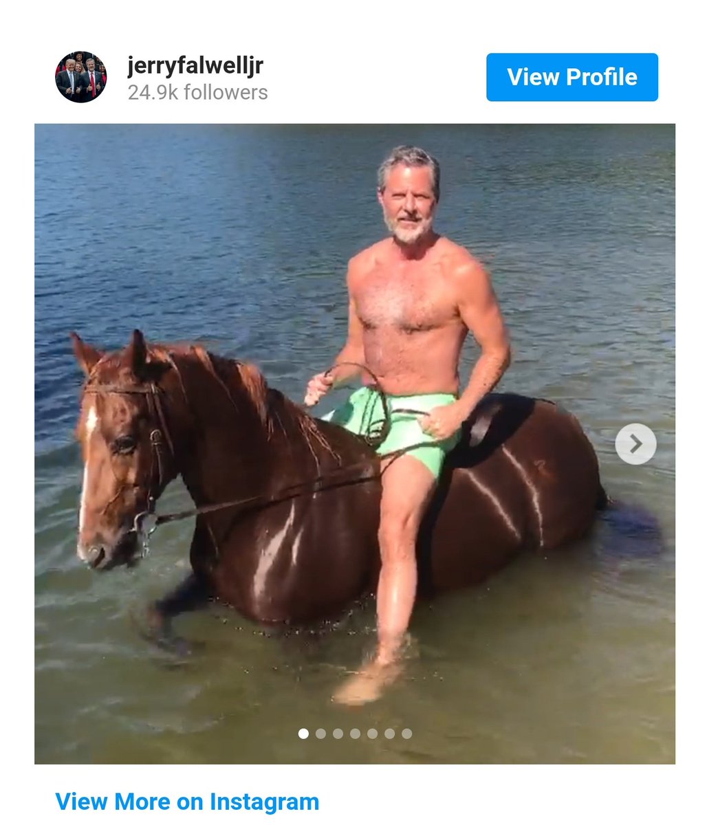 Oh and that horse back thing Seems Jerry Falwell and his trainer share a common interest
