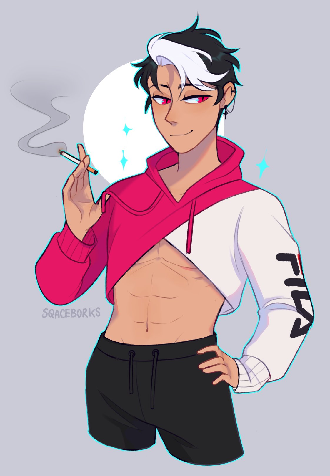 Anime crop top hoodie drawing sale
