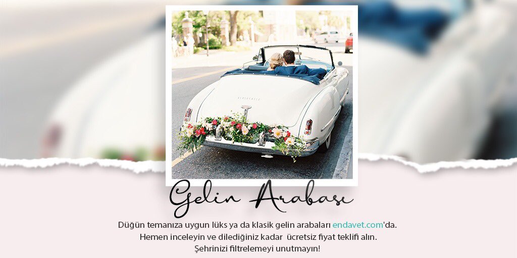 Düğün temanıza uygun lüks ya da klasik gelin arabaları endavet.com'da. Hemen inceleyin ve dilediğiniz kadar ücretsiz fiyat teklifi alın. Şehrinizi filtrelemeyi unutmayın!

#gelinarabası #gelinarabasısüsleme #gelinarabasiyazisi #gelinarabasıkiralama #düğünhazırlıkları
