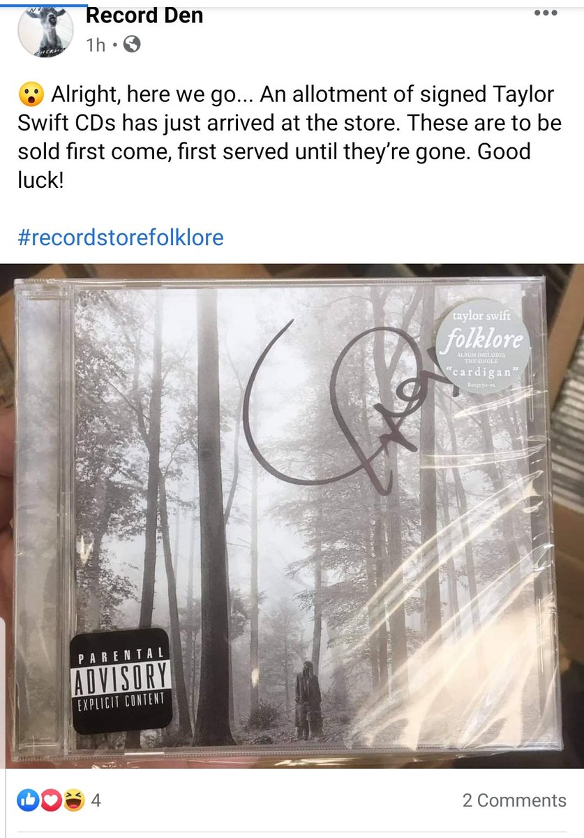 teverette11's tweet photo. Went on impromptu lunch break to local Record Den in Mentor, OH to browse, right as they just received small shipment of signed copies of @taylorswift13's new #Folklore CD
#folklorerecordstore https://t.co/cB6mHueGio