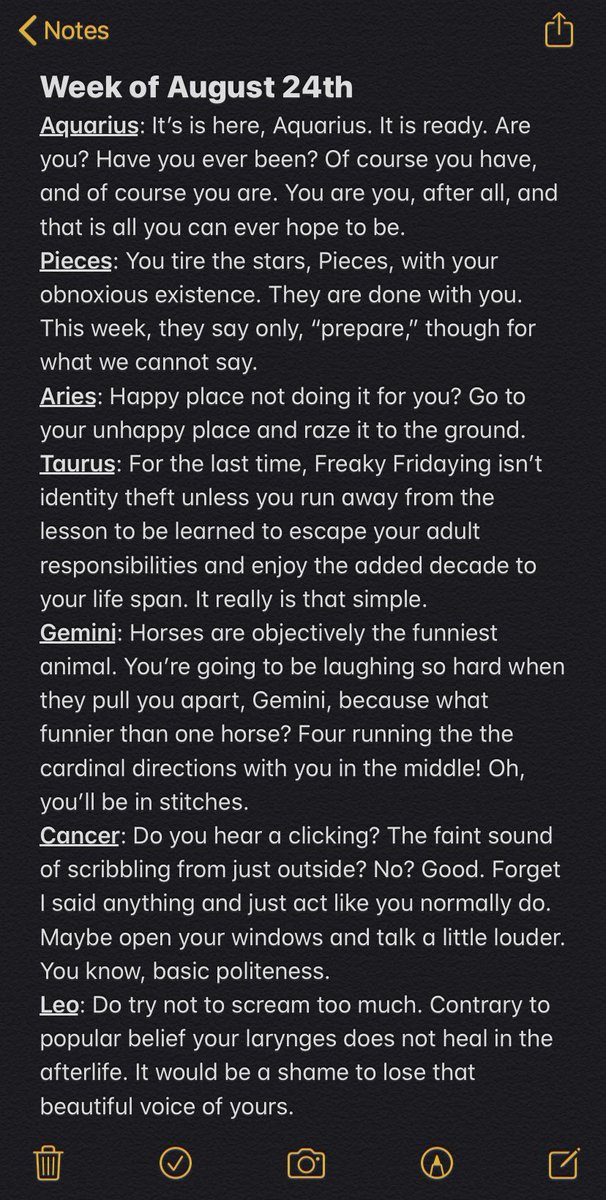 NotesHoroscope's tweet image. Horoscopes for the week of August 24th