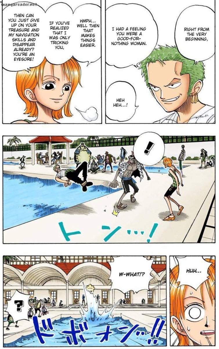 To start, we learn some things through character interactions before the flashback namely1. Nami does actually care shown by zoro2. She's masterful at hiding it3. She will do anything to keep the burden on her and keep others from being involved through ussops case