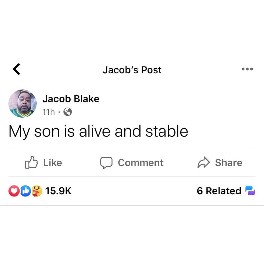 29-year-old #JacobBlake was shot as he was getting into a car with his 3 sons. 

Witnesses have said that Blake was unarmed. Blake is “alive and stable” according to his father.

JUSTICE FOR JACOB BLAKE. FULL STORY: bit.ly/32oiLDk