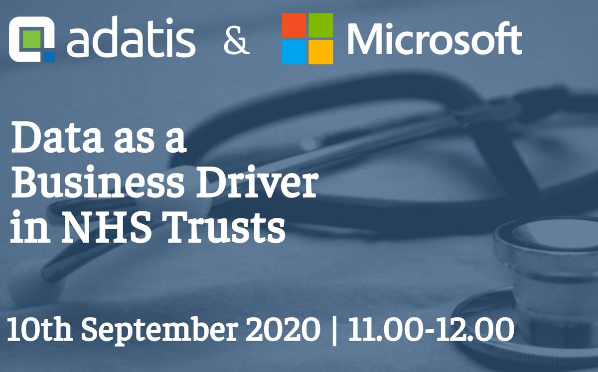 AdatisBI's tweet image. Data as a Business Driver in NHS Trusts - our upcoming webinar in collaboration with Microsoft. 

Please email us at marketing@adatis.co.uk to reserve your space

#DataAnalytics #DataWebinar #NHSTrusts