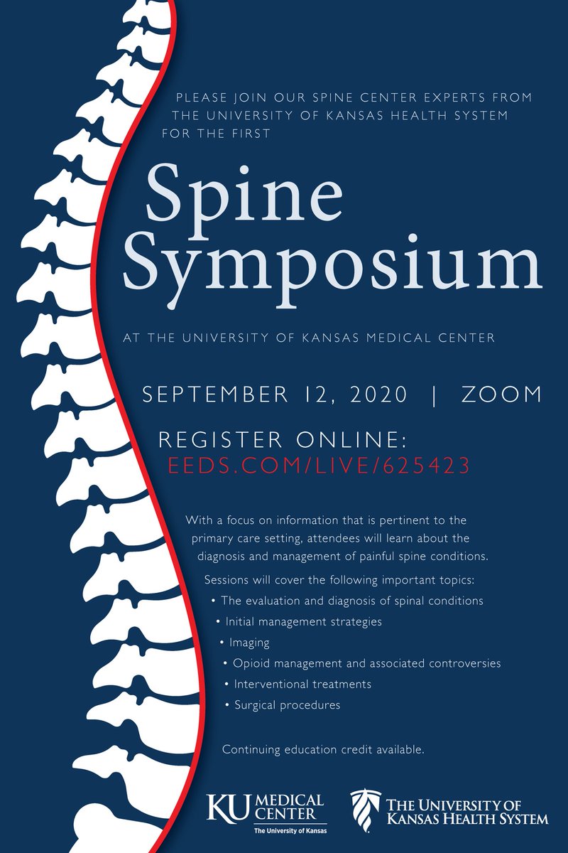 Pleased to announce that <a href="/KUMedCenter/">KU Medical Center</a> is hosting the 1st annual George Varghese Spine Symposium. This CME-eligible virtual conference will feature multidisciplinary experts on topics such as imaging, opioids, and technological innovation in spine care.