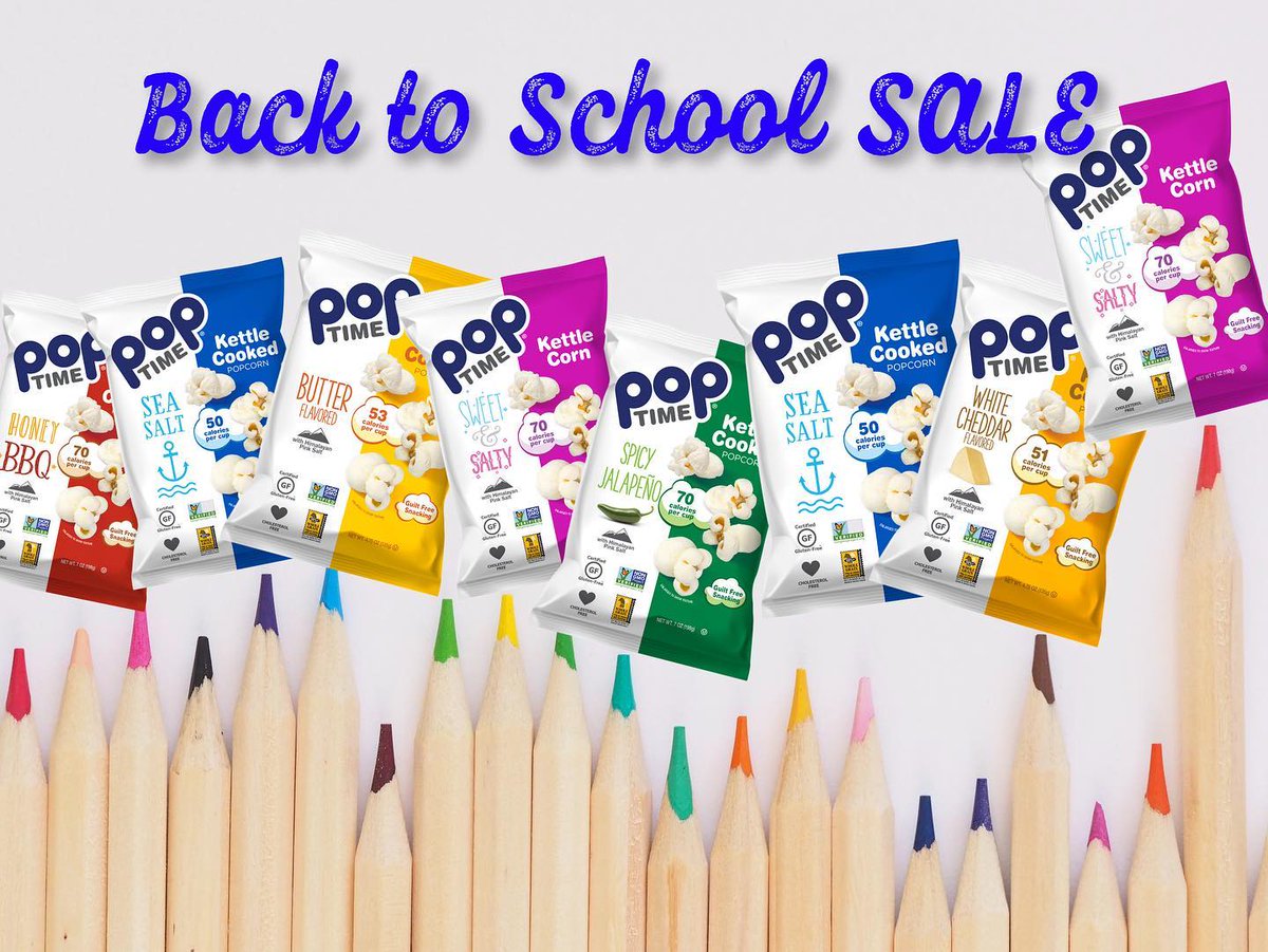 POPTime_Snacks's tweet photo. NOW THRU 8/31 20% OFF ALL SINGLE SERVE PACKS ON OUR WEBSITE!! Whether they’re schooling at home or at a school, every kid needs the right  snacks to get then through the day! #poptimesnacks #perfectforkids #snacksforschool #koshersnacks #nongmoproject ##glutenfree #dairyfree https://t.co/zUyN6akLN8