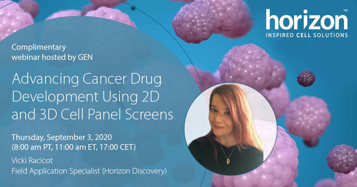 HZDiscovery's tweet photo. Register now for the free @GenBio webinar presented by Horizon's Vicki Racicot on expediting drug discovery with #2D and #3D #cellpanelscreening. https://t.co/4KqjhQZEl3

#InspiredCellSolutions from #Research to #Therapy https://t.co/t2JR7vaXSu