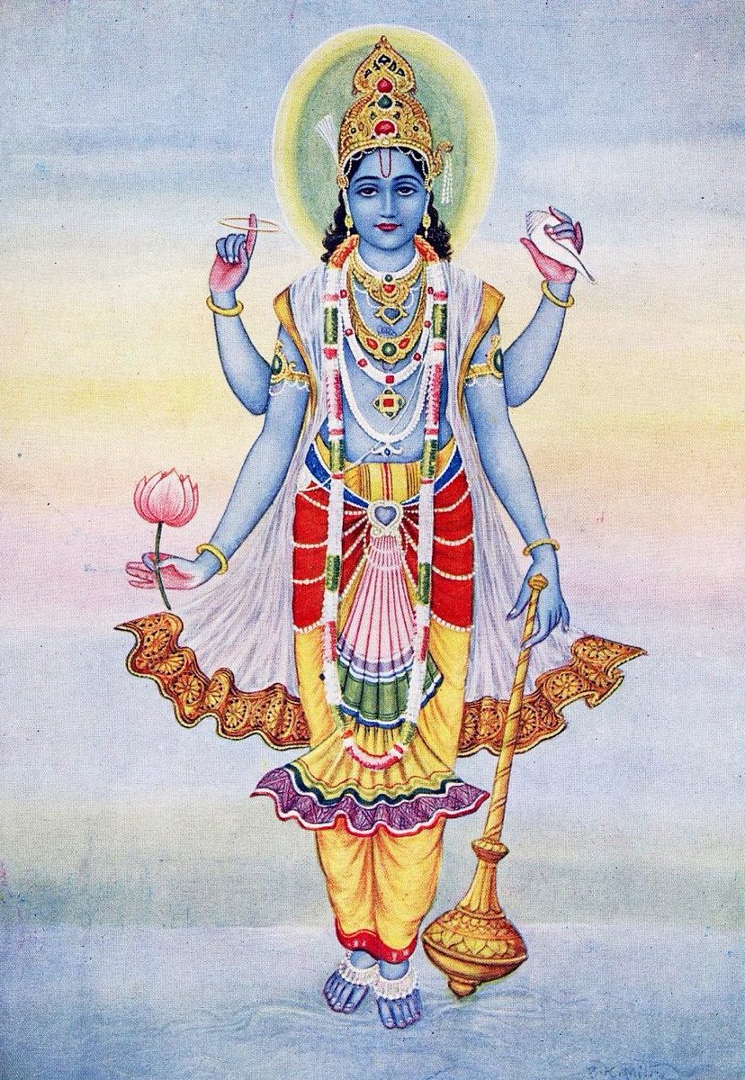 The Gada is an āyudha (an indian club) held by Lord Vishnu in his lower left hand, and is a symbol of strength/power. Since the intellect is the highest power that exists, the gadā is therefore a symbol of intellect (buddhi) or the power of knowledge.