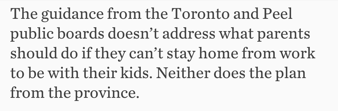 12. Translation:  @Sflecce &  @fordnation couldn't give a  about "the people". The most vulnerable, and even much of the shrinking middle-class, won't be able to stay home for a mildly sick kid, and the PCs are offering no help."Figure it out, poors!" is basically their MO.