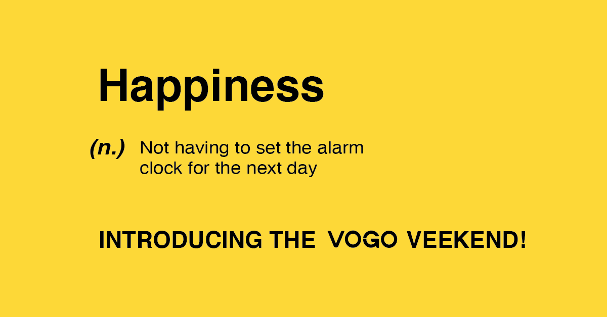 Vogo_rentals's tweet photo. Happiness = The Vogo Veekend!
The work life balance is extremely important to us, so we’ve introduced the Vogo Veekend - a planned long weekend for everyone to slow down a bit &amp; come back afresh! 
They say, “All work and no play makes Jack a dull boy” &amp; we couldn’t agree more! :) https://t.co/QqVG1cVhS5