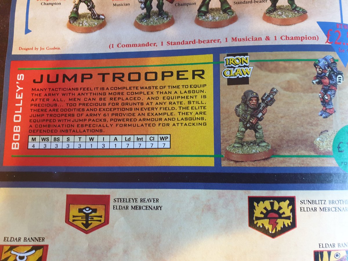 Oh and there's totally a Jump Trooper figure in the book.... but in power armour so it still feels less Imperial Army than I'd like.That should give you all an idea of some of the craziness in the book!  #warmongers  15/15