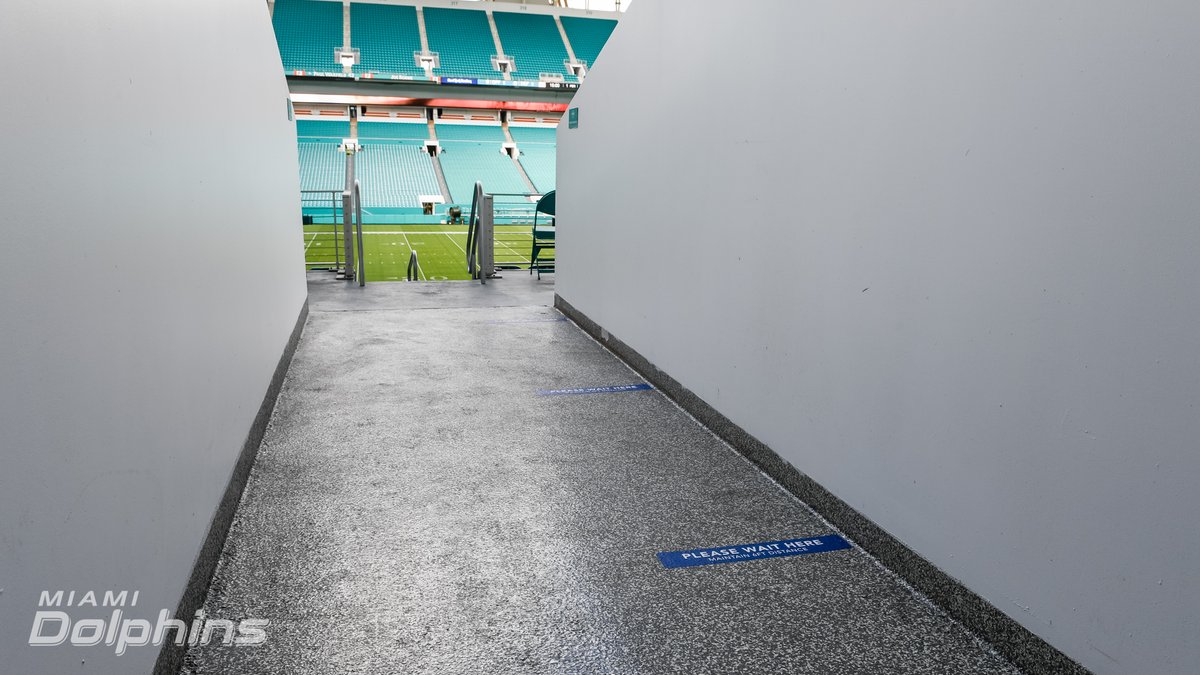 Throughout  @HardRockStadium, we have signage to promote social distancing wherever lines may form.