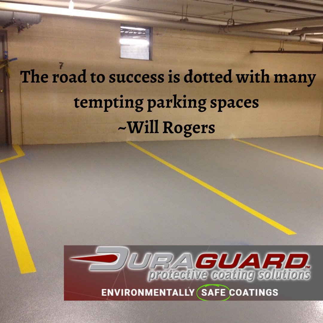The road to success is dotted with many tempting parking spaces. Call 1(800) 221-4192 or email us at info@duraguardsolutions.com for more information. Visit our website to see more images of our work as well. buff.ly/2W2FWzY #duraguardsolutions #polishedflooring