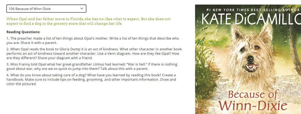 CaseyWente's tweet image. We LOVE Because of Winn-Dixie! This is one of the books K-3 kids can pick from our Summer Wishlist for their in-home libraries from @KidsReadNow! Here are our #DiscoveryQuestions that go with this title. #KeepReading #KidsReadNow #StopTheSlide
