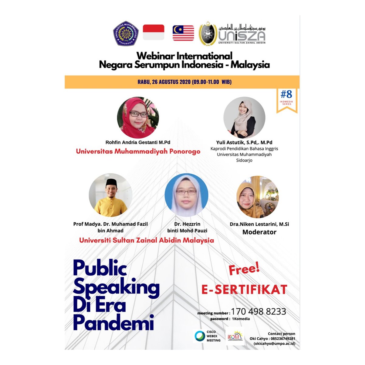 ikomediaumpo's tweet photo. Prodi Komunikasi Unmuh Ponorogo akan menggelar Final Series 8 Webinar Negara Serumpun Indonesia-Malaysia dengan tema Public Speakiang di era Pandemi. Rayakan! 

@APIKPTM 
@majalahSM 
@humas_umpo https://t.co/qxXXT4q15P