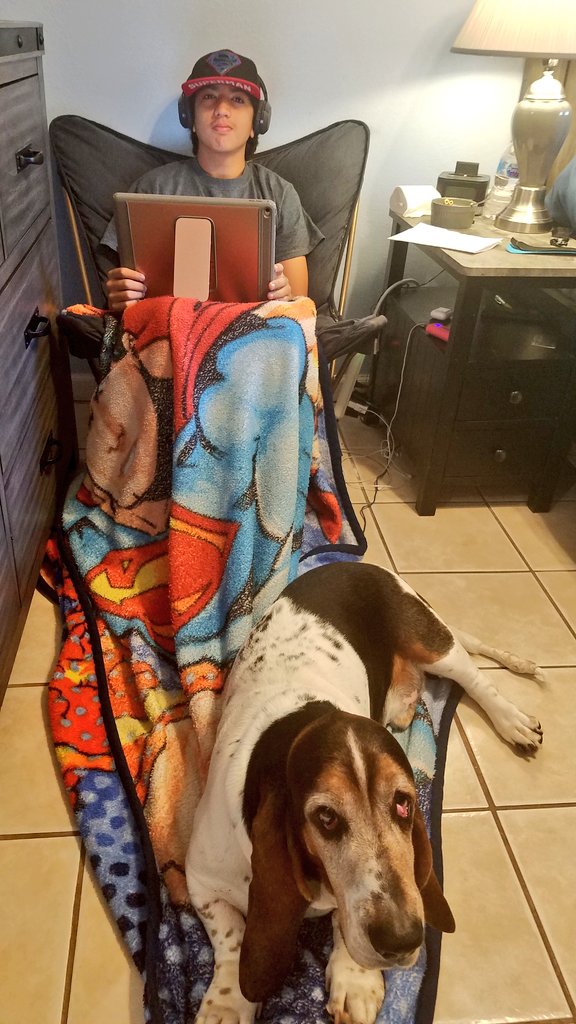 saislanders's tweet photo. First day of High School at Marshall Law and Medical Services for my guy @AJtheRocker10. Freshman year can be scary at first, new kids, new school, new faculty, new system.
Good thing he was able to take his loyal and good friend Buster with him! @NISDMarshallLMS 
#LaFamilia https://t.co/54ZvfnysXo