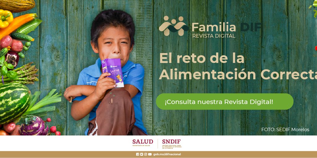 DIF_NMX's tweet photo. ¡Ya está disponible la 2a Edición de #FamiliaDIF!

En este número, abordamos la importancia de la #alimentación🌽 correcta para el desarrollo, salud y bienestar de las familias mexicanas.

Consulta la Revista Digital en:

📱https://t.co/KVfaIr9r6V https://t.co/YKWzwSHCG9