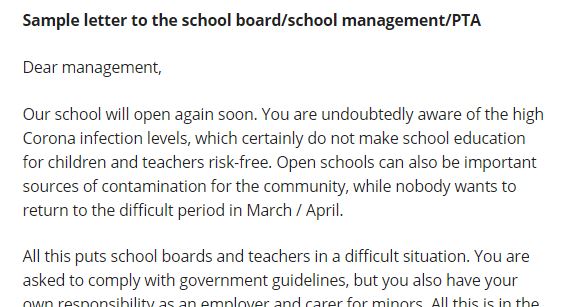 For info see: @UnderCovid Safe School Guide (including a sample letter) https://www.undercovid.org/articles/safe-schools @ContainmentNow Infopack  …https://bureaubolster.s3-eu-west-1.amazonaws.com/Infopack-schools-Corona-w6YQkHlb6RlgNhvo7P.pdfCDC advice https://www.cdc.gov/coronavirus/2019-ncov/community/schools-childcare/schools.htmlWHO advice https://www.who.int/docs/default-source/coronaviruse/key-messages-and-actions-for-covid-19-prevention-and-control-in-schools-march-2020.pdf