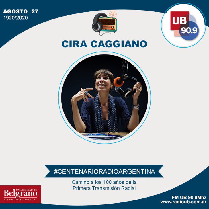 FMUB909's tweet photo. ¡GRACIAS Cira Caggiano , Directora del área de Cultura de la @ubeduar y Conductora de #CulturaExpress en #RadioUB 90.9, por participar en la celebración del Centenario de la Primera Transmisión Radial Argentina! 📻🇦🇷
Testimonio
https://t.co/dxWwemPZzz
#CentenarioRadioArgentina https://t.co/TiDWnYUKHc