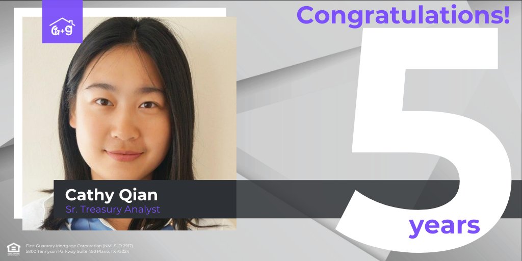 goodmortgage's tweet photo. Congratulations to our Sr. Treasury Analyst, Cathy Qian on 5 years of service at FGMC + Goodmortgage! We are so glad to have your expertise on our team. Thank you for all you do for FGMC each and everyday. #BeAMortgageMaverick #MaverickMilestones https://t.co/gP67GKLqSX