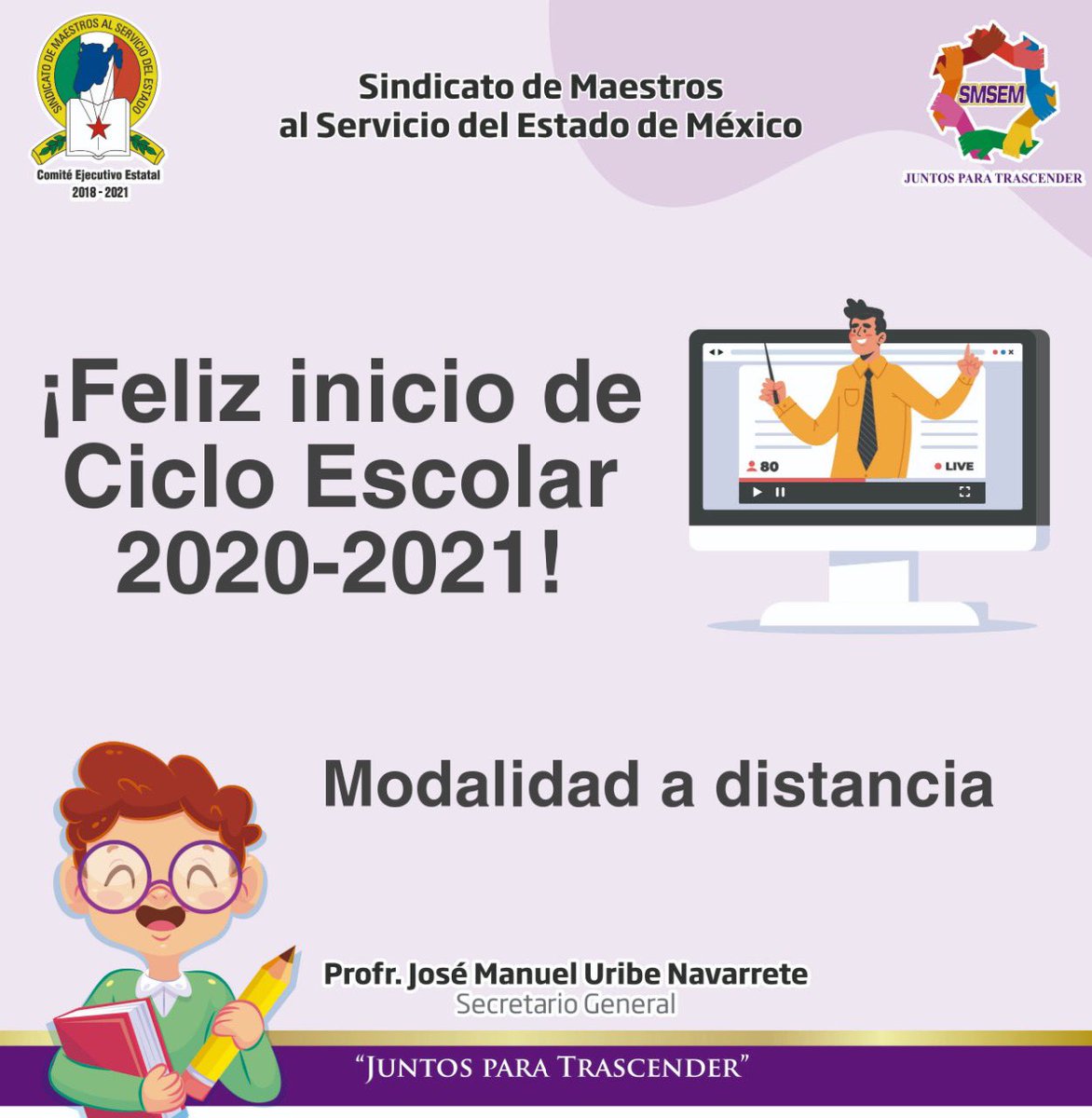 SMSEMmx's tweet photo. Hoy inicia formalmente el ciclo escolar 2020-2021, en la modalidad de educación a distancia. El reto es grande, pero de nueva cuenta el magisterio mexiquense dará muestra de su capacidad probada y del profesionalismo que siempre les caracteriza.
#JuntosParaTrascender 
#YoSoySMSEM https://t.co/w8B0VJHbm0