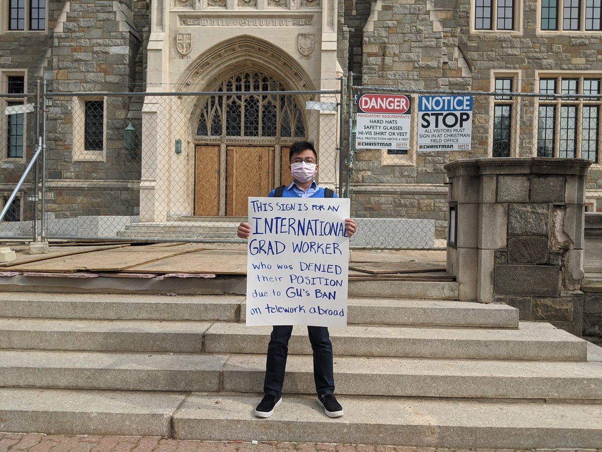 We've heard from an international PhD student in Germany that they've just received notice that they can't teach this semester. "It's illegal" is an unacceptably opaque explanation.

They were assigned their position in late Spring. Fall classes start in 2 days. 
#GradHoyas