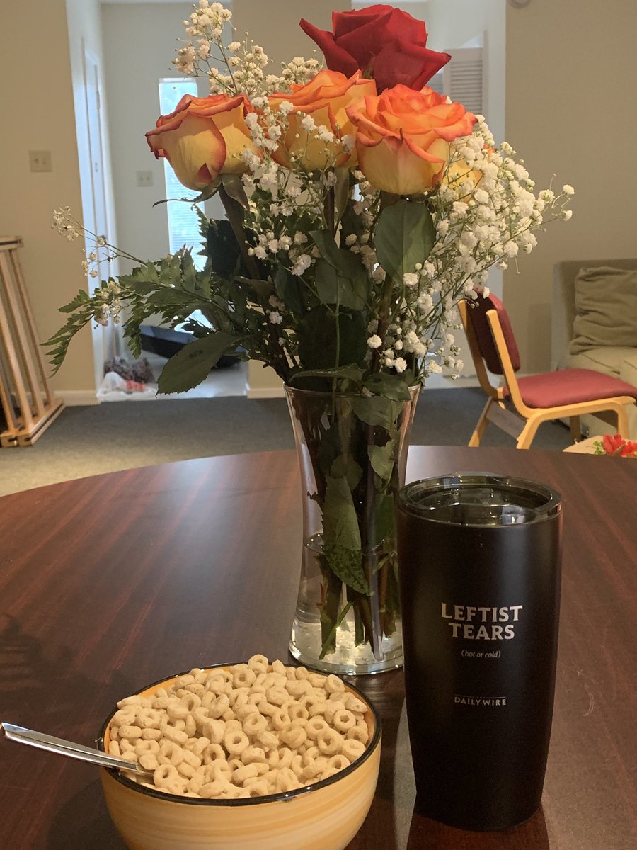 Starting off the new school year right with a nutritious breakfast of assorted grains and lefttist tears courtesy of the most glorious drinking vessel. Thanks @realDailyWire for all the work you do! #dailywire #leftisttearstumbler #trump2020