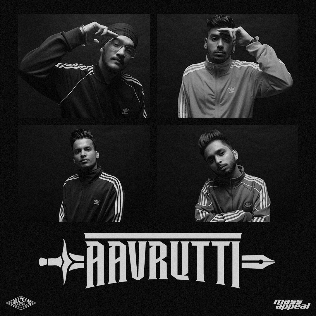 MassAppealIndia's tweet photo. Introducing @AavruttiMusic, comprising of 4 young, diverse lyrical marksmen - @Frenzzy22, @SAIFANMERANAAM, @Sammohit_mein &amp; @sledge_aavrutti, mentored by @VivianDivine &amp; @gullygangindia. 

#massappealindia debut single coming soon! 

Logo @AfkaPanini 
📸 @itsgltch 
@MassAppeal https://t.co/dw7NvhzePr