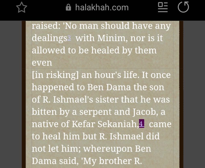 Jesus in the Talmud again, second incident in Avodah Zarah whether it is allowed to heal in his name.The notes on Halakhah version confirm also claims different outcome. Hmm