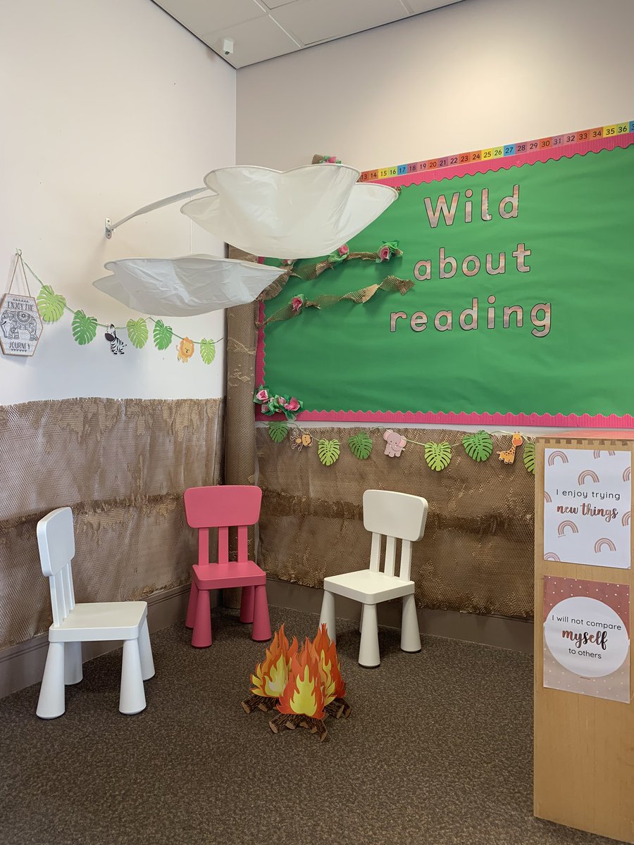 miss_elsdon's tweet photo. Reading corner is just about complete and I love it 🦒🌿🏕📚 Let’s hope my class do too! One week to go 🤩😬 
#nqt #y2 #reading https://t.co/ym7vj0Zwst
