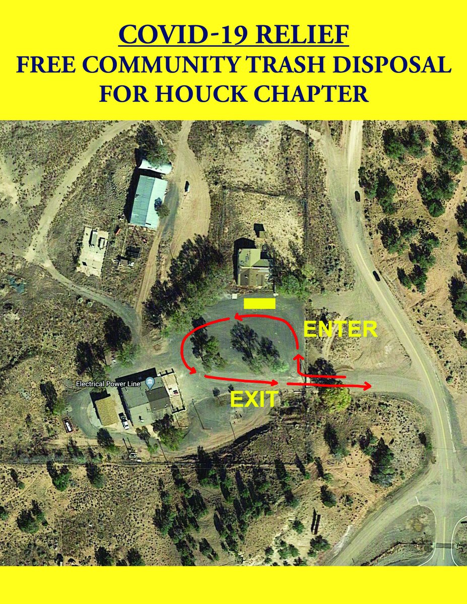 2Apache's tweet image. COVID-19 Relief: Free Community Trash Disposal for Houck Chapter August 25, 2020 at 10:00 a.m. For more information, please call Ganado Headquarters at (928)755-3881.