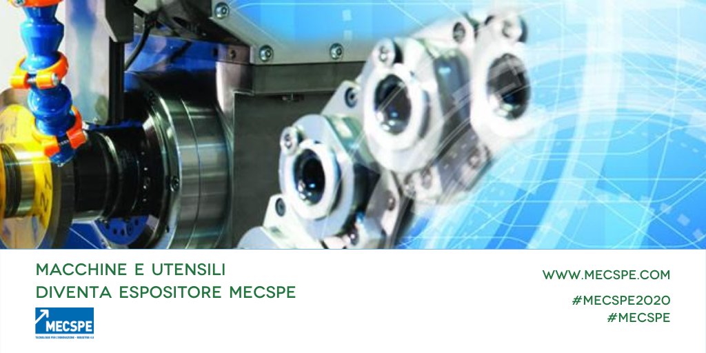 #MECSPE #MECSPE2020 | 💥Macchine e Utensili

➡ il salone è dedicato a: Macchine Utensili | Attrezzature | Utensili | Software di progettazione 

📌DIVENTA ESPOSITORE, contattaci: mecspe.com/it/diventa-esp…

📌Sfoglia il catalogo espositori di Mecspe 2020: mecspe.com/it/catalogo-on…
