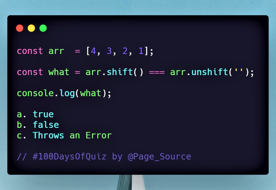  Day 24 question in JavaScript 100 Days Of Quiz What is "what" in this question? #100DaysOfCode  #JavaScript  #100DaysOfQuiz