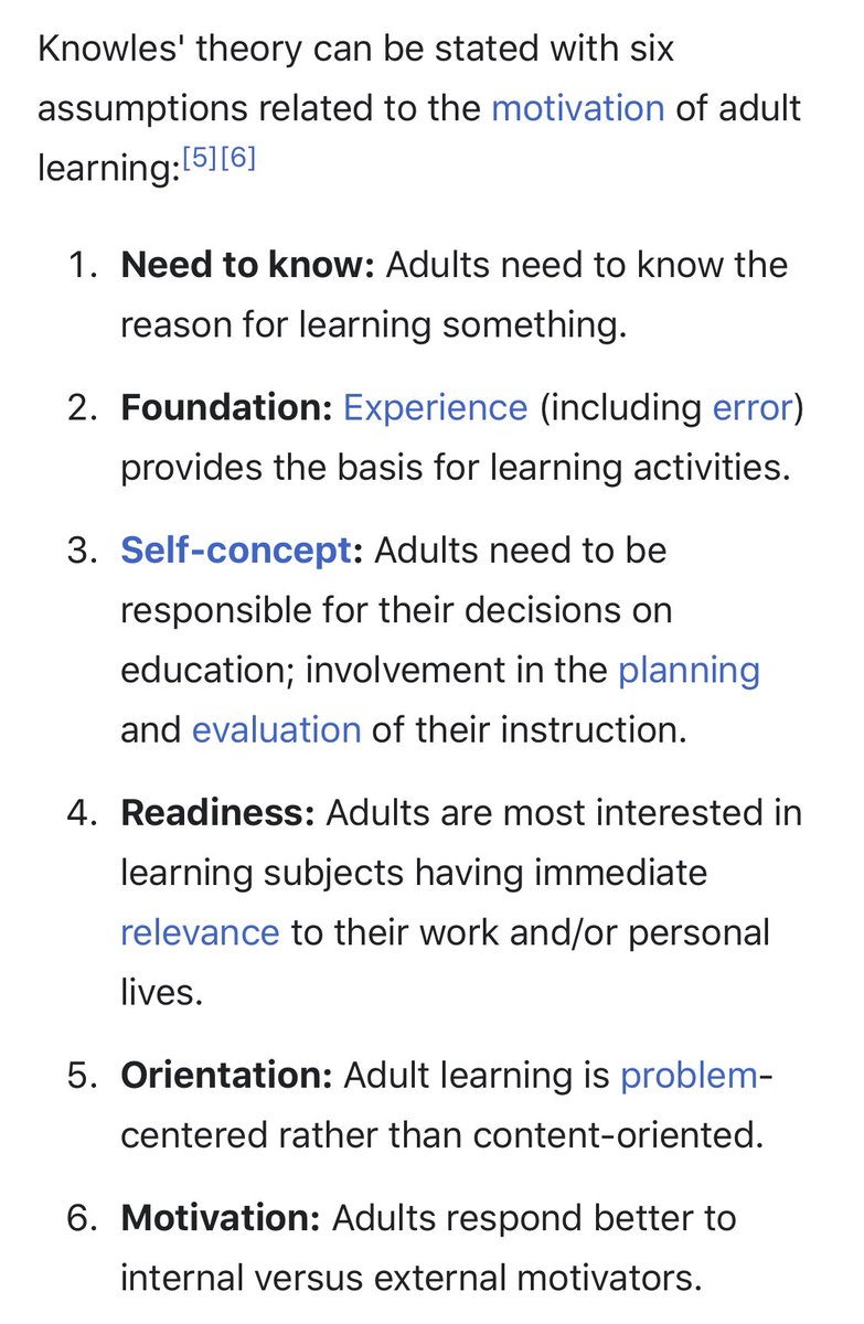 Some of the basic tenets of andragogy apply to teaching children, as well as, if not better than, they apply to teaching adults. The presumption that adults need to play an active role in determining the direction of their own learning, but children don’t, is patronizing as hell.