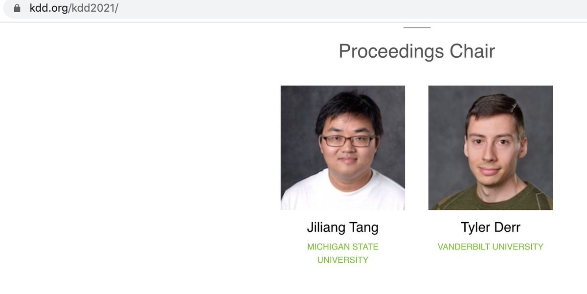 DSE Lab @ MSU (@dse_msu) on Twitter photo Congratulations to DSE Alumni, Tyler Derr <a href="/TylersNetwork/">Tyler Derr</a> and to his former advisor and the head of the DSE lab, Jiliang Tang <a href="/tangjiliang/">Jiliang Tang</a> , for being selected as proceeding chairs of KDD2021.
#KDD #KDD2021 Congratulations to DSE Alumni, Tyler Derr <a href="/TylersNetwork/">Tyler Derr</a> and to his former advisor and the head of the DSE lab, Jiliang Tang <a href="/tangjiliang/">Jiliang Tang</a> , for being selected as proceeding chairs of KDD2021.
#KDD #KDD2021