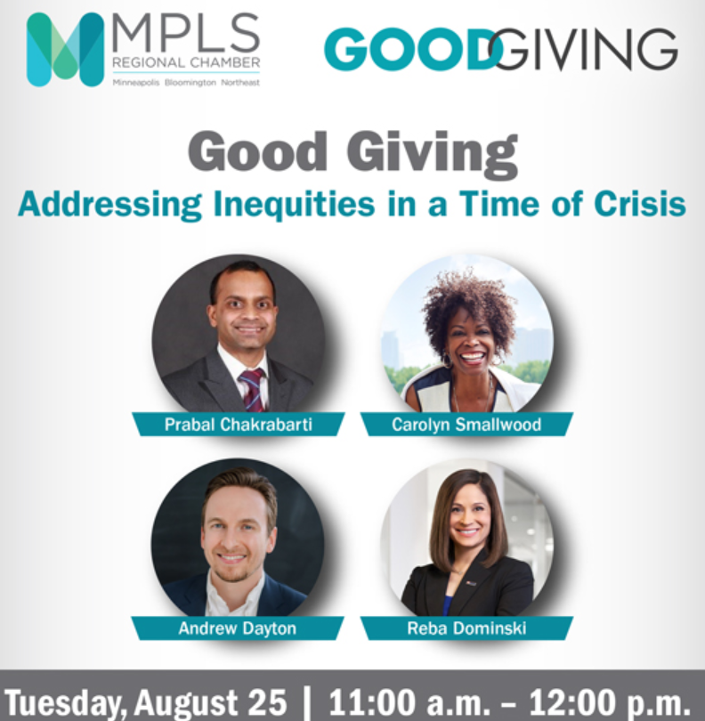 MplsChamber's tweet photo. Existing social, economic, & health inequities in our region, state and nation have been magnified since the onset of the COVID-19 pandemic & civil unrest. @BostonFed, @Constellationmn, @usbank & @mplswaytogrow are finding ways to respond. #MNGoodGiving https://t.co/AJasTIxWjU https://t.co/LPp2hlVhAj