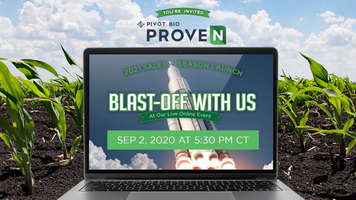 CROPSTAR will be hosting a watch party on Sept. 2 at 5:30PM as we blast off into the 2021 season! Pivot Bio is hosting a virtual 2021 Sales Launch Event complete with special guests and several great prizes as well as great food and drinks. RSVP to Dennis at 515-450-4936