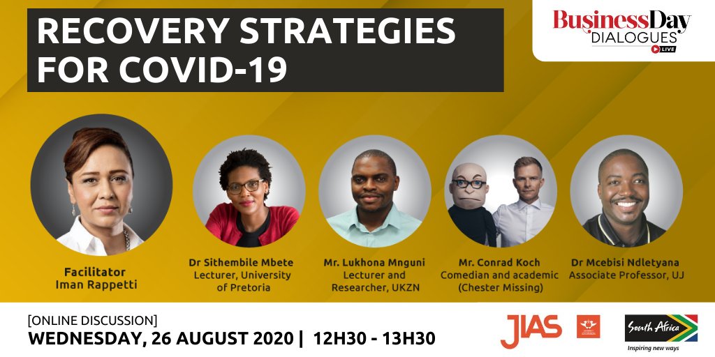 Brand_SA's tweet photo. Join the online discussion in partnership with @JIAS_UJ and @BDliveSA on the #COVID19SA recovery strategies and ensuring social cohesion during and post the pandemic.
Wednesday, 26 August 2020 | 12h30 -13h30
Register: https://t.co/gDWDGq6PWY #BDDialogues https://t.co/x1C7Xj0ofm
